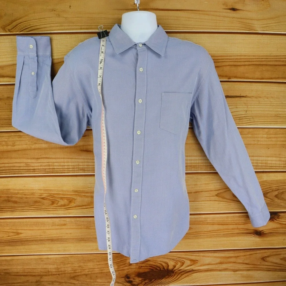 J. Crew Dress Shirt w/ Pocket Mens SizeL Blue 80's 100% 2-Ply Cotton Long Sleeve